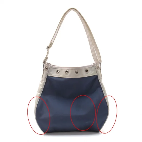 コムコム コムデギャルソンCOMME des GARCONS ナイロンキャンバスショルダーバッグ 紺白 K-119481_005