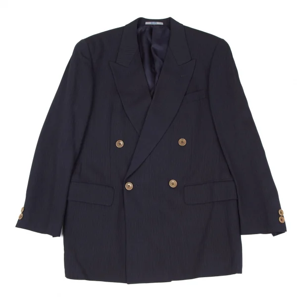 ケンゾーオムKENZO HOMME レーヨンウールストライプダブルジャケット 紺2 K-119500_001