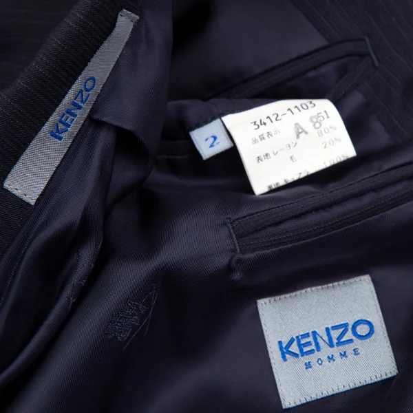 ケンゾーオムKENZO HOMME レーヨンウールストライプダブルジャケット 紺2 K-119500_013