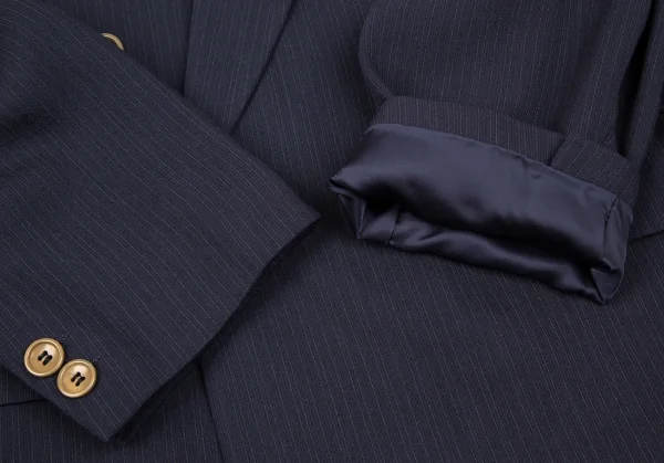 ケンゾーオムKENZO HOMME レーヨンウールストライプダブルジャケット 紺2 K-119500_007