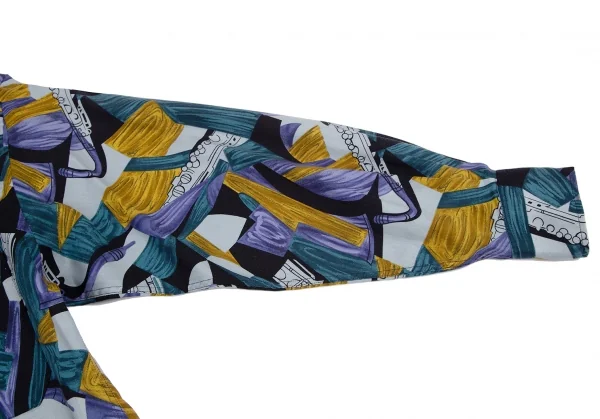 ケンゾーKENZO コットンレーヨンアートプリントシャツ 青黄2 K-119505_007