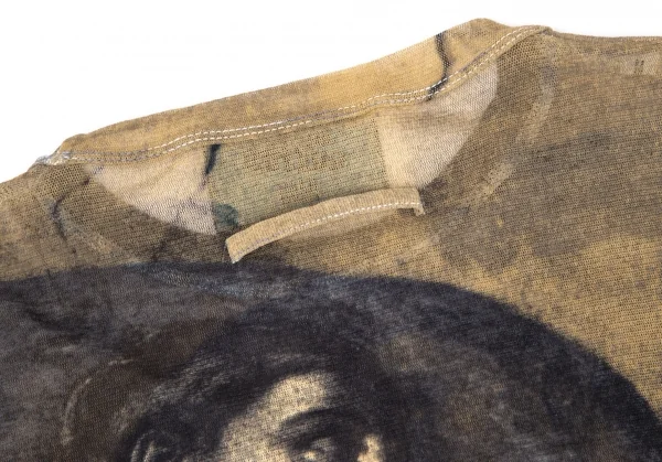 ジャンポールゴルチエ マイユJean Paul GAULTIER AILLE アダムの創造プリントパワーネットカットソー ベージュ黒M K-119510_014