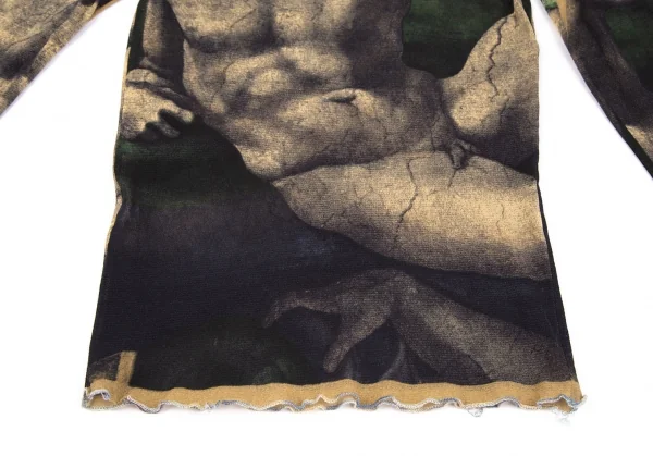 ジャンポールゴルチエ マイユJean Paul GAULTIER AILLE アダムの創造プリントパワーネットカットソー ベージュ黒M K-119510_009