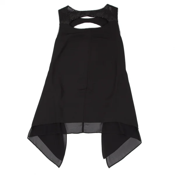 ビーシービージーマックスアズリアBCBGMAXAZRIA スパンコールカッティングデザインノースリーブトップス 黒S K-119526_011