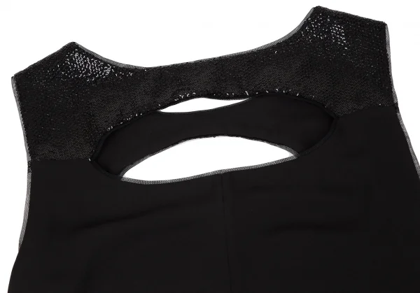 ビーシービージーマックスアズリアBCBGMAXAZRIA スパンコールカッティングデザインノースリーブトップス 黒S K-119526_012