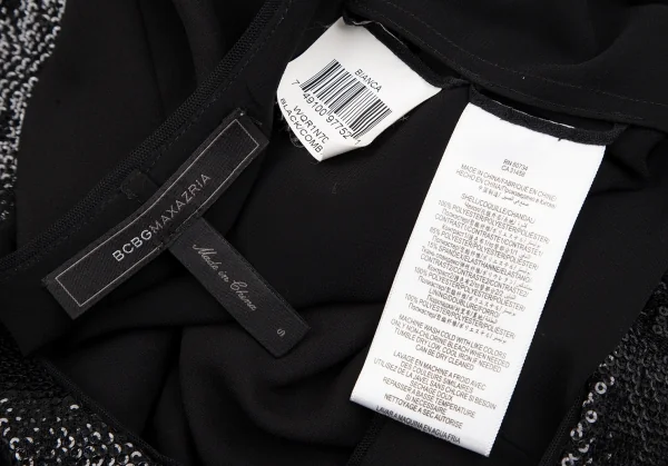 ビーシービージーマックスアズリアBCBGMAXAZRIA スパンコールカッティングデザインノースリーブトップス 黒S K-119526_015