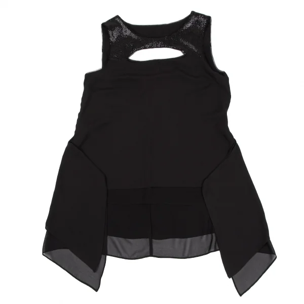 ビーシービージーマックスアズリアBCBGMAXAZRIA スパンコールカッティングデザインノースリーブトップス 黒S K-119526_002