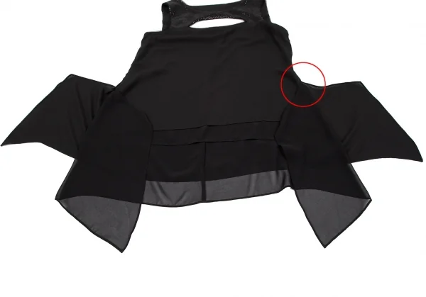 ビーシービージーマックスアズリアBCBGMAXAZRIA スパンコールカッティングデザインノースリーブトップス 黒S K-119526_007