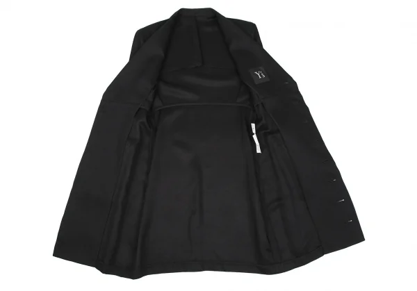 ワイズY's レーヨンギャバ斜行ポケットロングジャケット 黒M位 K-119572_010