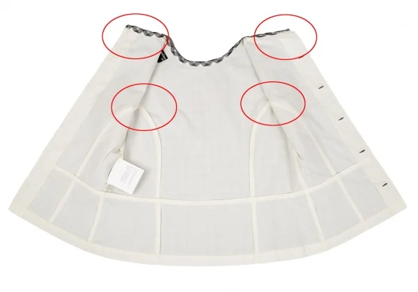 コムデギャルソンCOMME des GARCONS シースルーギンガムチェックレイヤードバックボタンノースリーブ 白黒生成りS K-119577_010