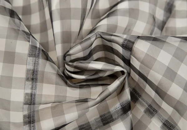 コムデギャルソンCOMME des GARCONS シースルーギンガムチェックレイヤードバックボタンノースリーブ 白黒生成りS K-119577_015