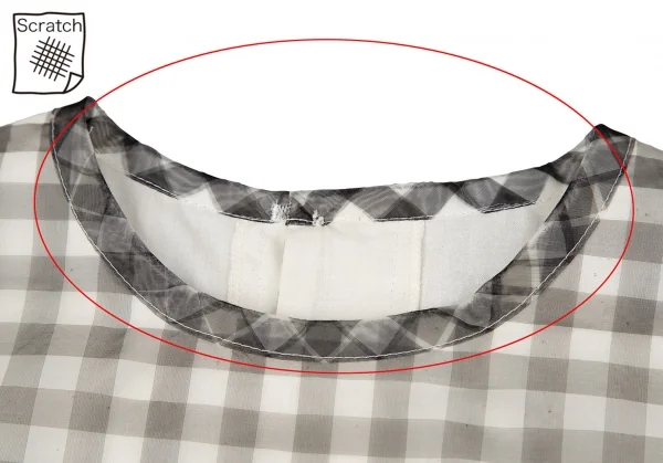 コムデギャルソンCOMME des GARCONS シースルーギンガムチェックレイヤードバックボタンノースリーブ 白黒生成りS K-119577_004