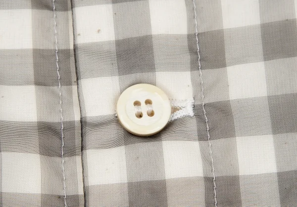 コムデギャルソンCOMME des GARCONS シースルーギンガムチェックレイヤードバックボタンノースリーブ 白黒生成りS K-119577_009