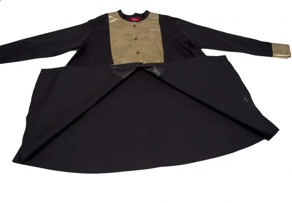 ヴィヴィアンウエストウッド レッドレーベルVivienne Westwood Red Label ゴールドフォイル切替シャツワンピース 黒金00 K-119581_010