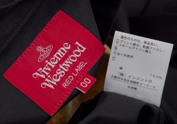 ヴィヴィアンウエストウッド レッドレーベルVivienne Westwood Red Label ゴールドフォイル切替シャツワンピース 黒金00 K-119581_015