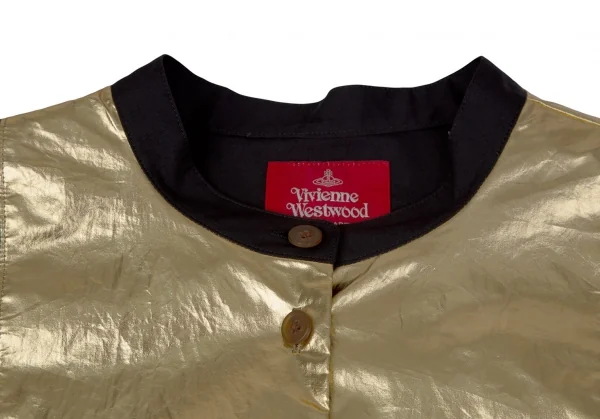 ヴィヴィアンウエストウッド レッドレーベルVivienne Westwood Red Label ゴールドフォイル切替シャツワンピース 黒金00 K-119581_004
