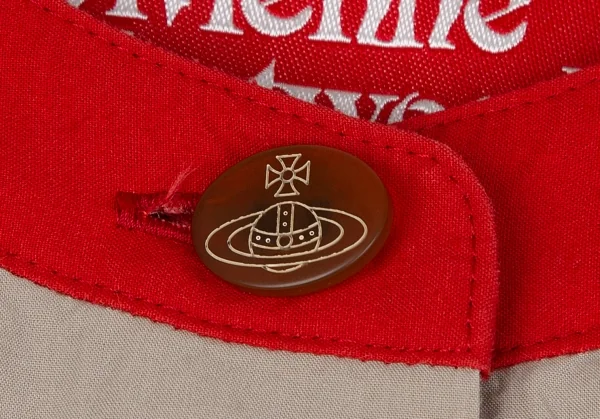 ヴィヴィアンウエストウッド レッドレーベルVivienne Westwood Red Label パネル切替バンドカラーシャツワンピース ベージュ黒水色他00 K-119582_007