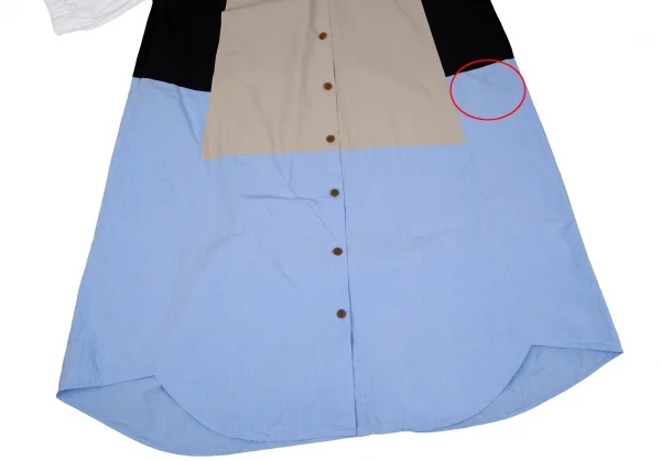 ヴィヴィアンウエストウッド レッドレーベルVivienne Westwood Red Label パネル切替バンドカラーシャツワンピース ベージュ黒水色他00 K-119582_010