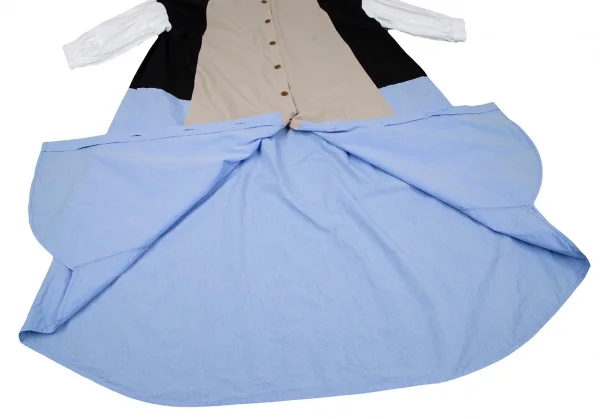 ヴィヴィアンウエストウッド レッドレーベルVivienne Westwood Red Label パネル切替バンドカラーシャツワンピース ベージュ黒水色他00 K-119582_013