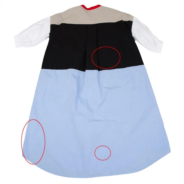 ヴィヴィアンウエストウッド レッドレーベルVivienne Westwood Red Label パネル切替バンドカラーシャツワンピース ベージュ黒水色他00 K-119582_014