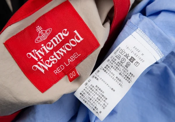 ヴィヴィアンウエストウッド レッドレーベルVivienne Westwood Red Label パネル切替バンドカラーシャツワンピース ベージュ黒水色他00 K-119582_018