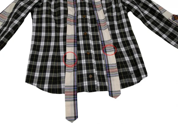 ヴィヴィアンウエストウッド レッドレーベルVivienne Westwood Red Label チェック切替リボンブラウス 白緑他1 K-119583_010