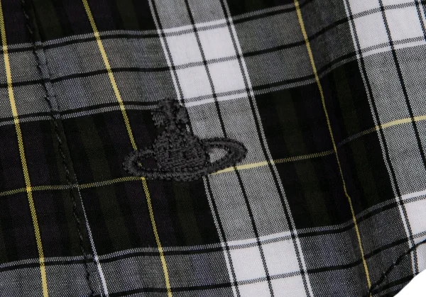 ヴィヴィアンウエストウッド レッドレーベルVivienne Westwood Red Label チェック切替リボンブラウス 白緑他1 K-119583_013