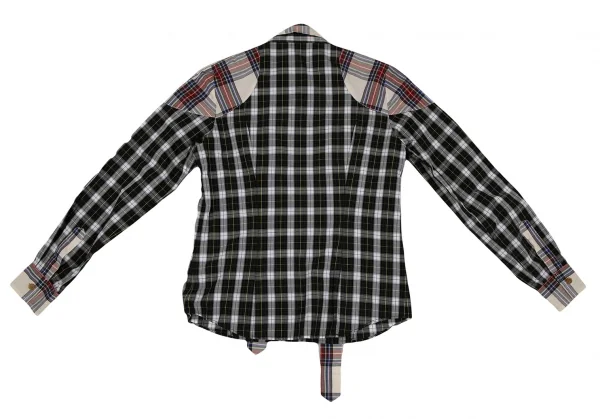 ヴィヴィアンウエストウッド レッドレーベルVivienne Westwood Red Label チェック切替リボンブラウス 白緑他1 K-119583_015