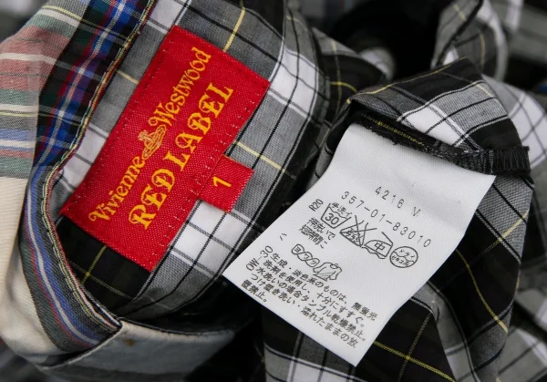ヴィヴィアンウエストウッド レッドレーベルVivienne Westwood Red Label チェック切替リボンブラウス 白緑他1 K-119583_018