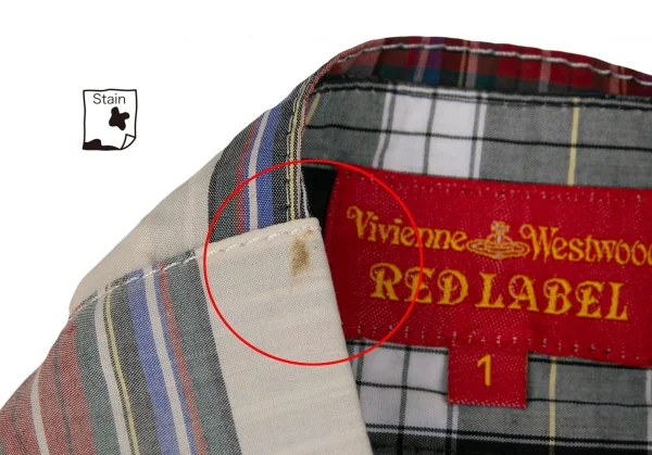 ヴィヴィアンウエストウッド レッドレーベルVivienne Westwood Red Label チェック切替リボンブラウス 白緑他1 K-119583_005