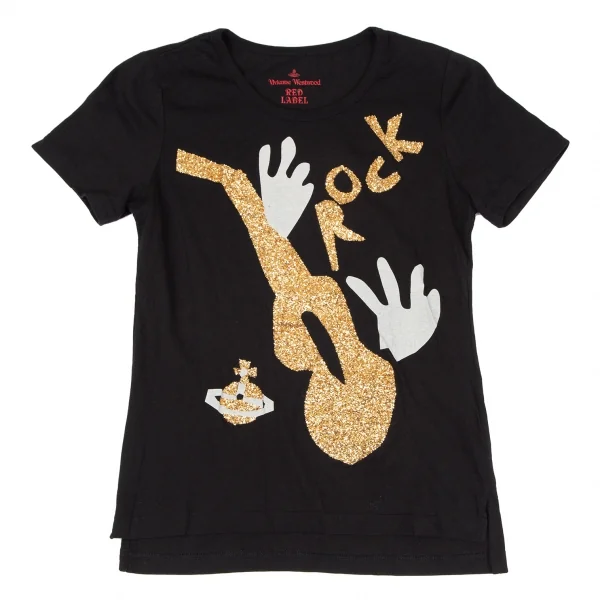 ヴィヴィアンウエストウッド レッドレーベルVivienne Westwood Red Label グリッタープリントTシャツ 黒1 K-119587_001