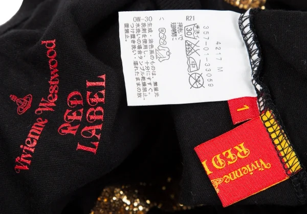 ヴィヴィアンウエストウッド レッドレーベルVivienne Westwood Red Label グリッタープリントTシャツ 黒1 K-119587_012