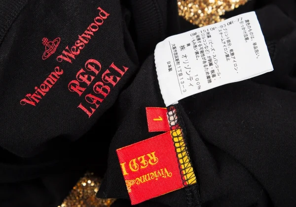 ヴィヴィアンウエストウッド レッドレーベルVivienne Westwood Red Label グリッタープリントTシャツ 黒1 K-119587_013