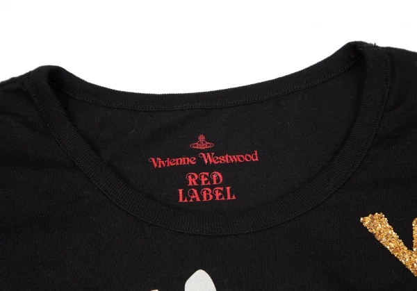 ヴィヴィアンウエストウッド レッドレーベルVivienne Westwood Red Label グリッタープリントTシャツ 黒1 K-119587_002