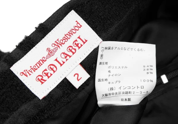 ヴィヴィアンウエストウッド レッドレーベルVivienne Westwood Red Label パイルチェックスカート型キュロット 黒2 K-119588_012