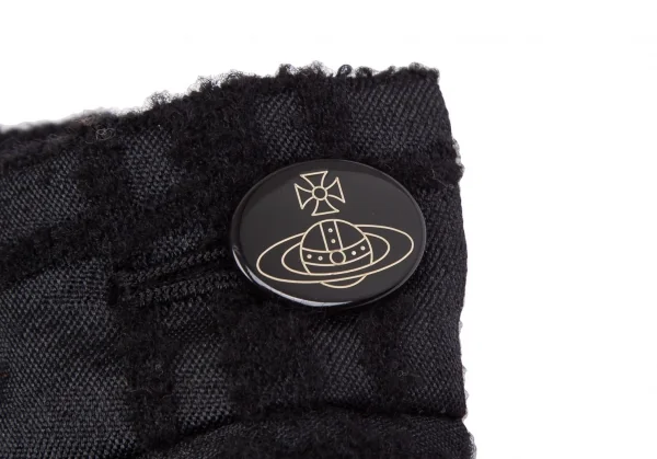 ヴィヴィアンウエストウッド レッドレーベルVivienne Westwood Red Label パイルチェックスカート型キュロット 黒2 K-119588_004