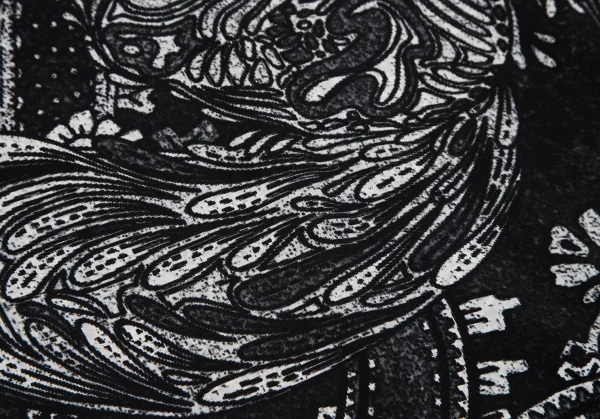 ヨウジヤマモト ノアールYohji Yamamoto NOIR ペイズリープリントシルクアシンメトリースカート 黒2 K-119593_011