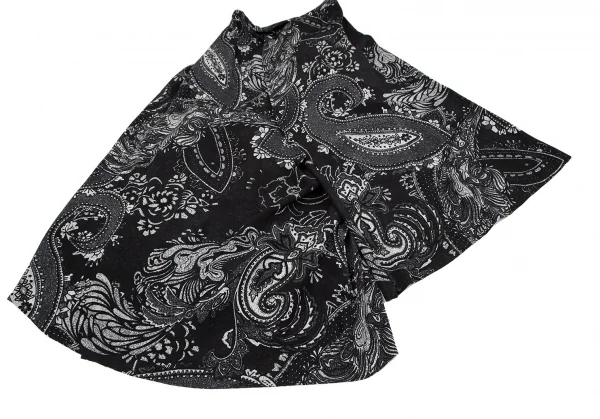 ヨウジヤマモト ノアールYohji Yamamoto NOIR ペイズリープリントシルクアシンメトリースカート 黒2 K-119593_005