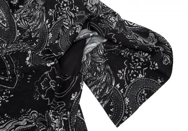 ヨウジヤマモト ノアールYohji Yamamoto NOIR ペイズリープリントシルクアシンメトリースカート 黒2 K-119593_006