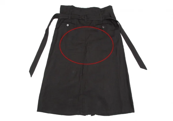 マックスマーラMax Mara フロントフリルリネンスカート 黒40 K-119599_013