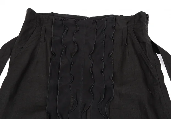マックスマーラMax Mara フロントフリルリネンスカート 黒40 K-119599_003