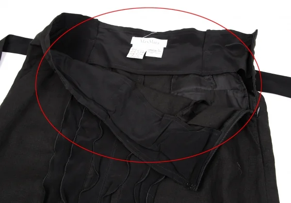 マックスマーラMax Mara フロントフリルリネンスカート 黒40 K-119599_004