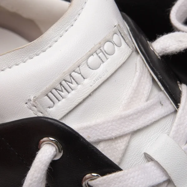 ジミーチュウJIMMY CHOO DIAMONDLIGHT ナッパレザーローカットスニーカー 40 黒白(24.5cm位) K-119603_012