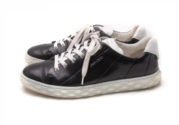 ジミーチュウJIMMY CHOO DIAMONDLIGHT ナッパレザーローカットスニーカー 40 黒白(24.5cm位) K-119603_003