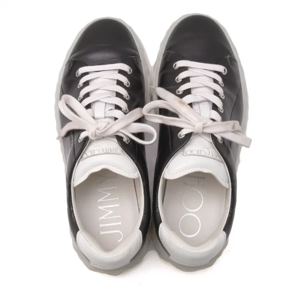 ジミーチュウJIMMY CHOO DIAMONDLIGHT ナッパレザーローカットスニーカー 40 黒白(24.5cm位) K-119603_008