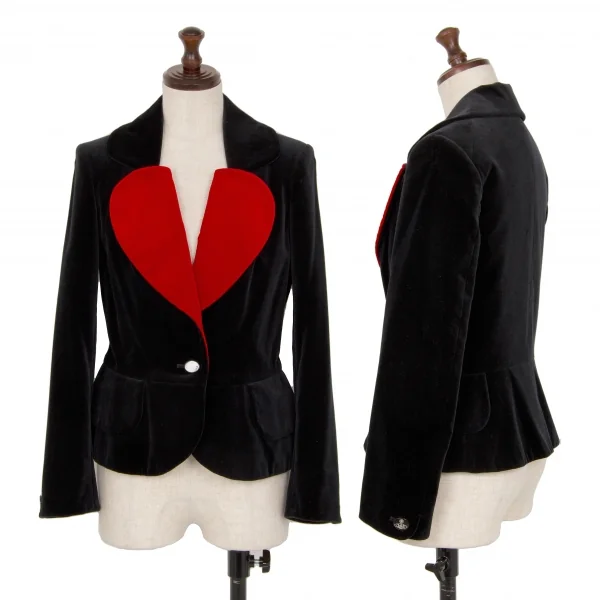 Vivienne Westwood Red Label Bi-color Velor Love Jacket Black 2 K-119674_001