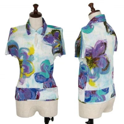 PLEATS PLEASE Flower Print Pleats Short Sleeve Shirt