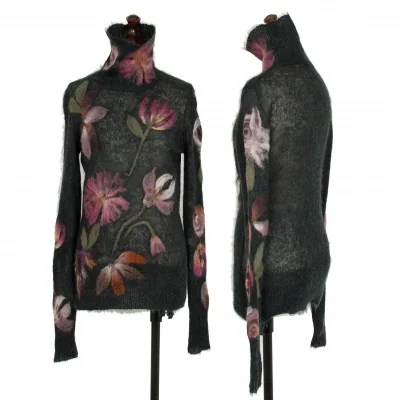 KENZO Floral Embroidery Turtle Neck Knit Sweater