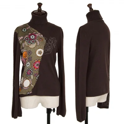 KENZO Floral Patch Stitch Turtle Neck Knit Sweater