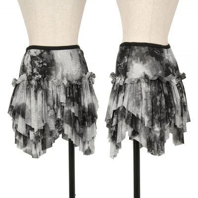 Jean-Paul GAULTIER FEMME Graphic Print Mesh Frill Skirt